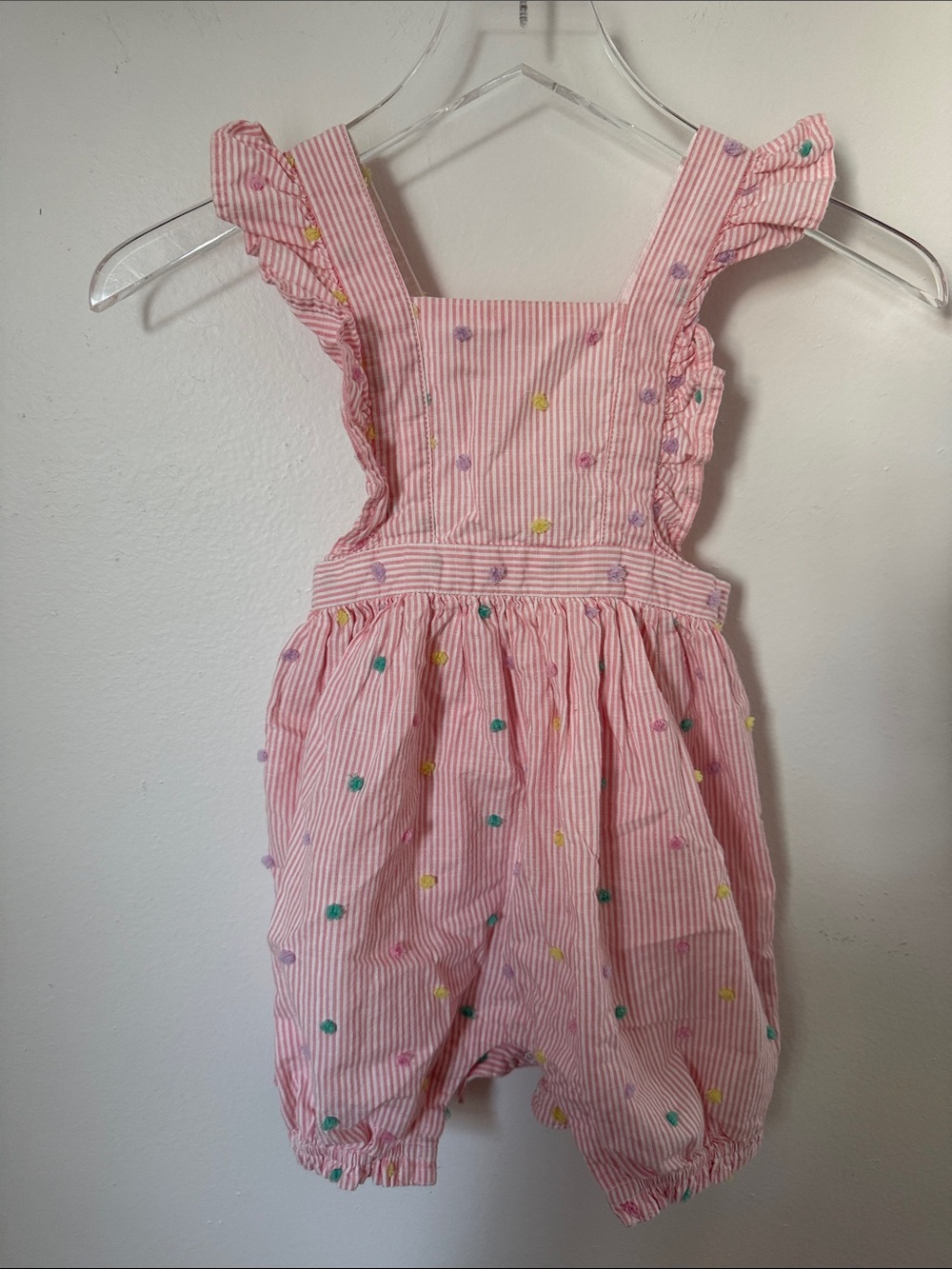 Babygap 18-24 month overalls sear sucker Striped Ruffle Strap Baby Romper